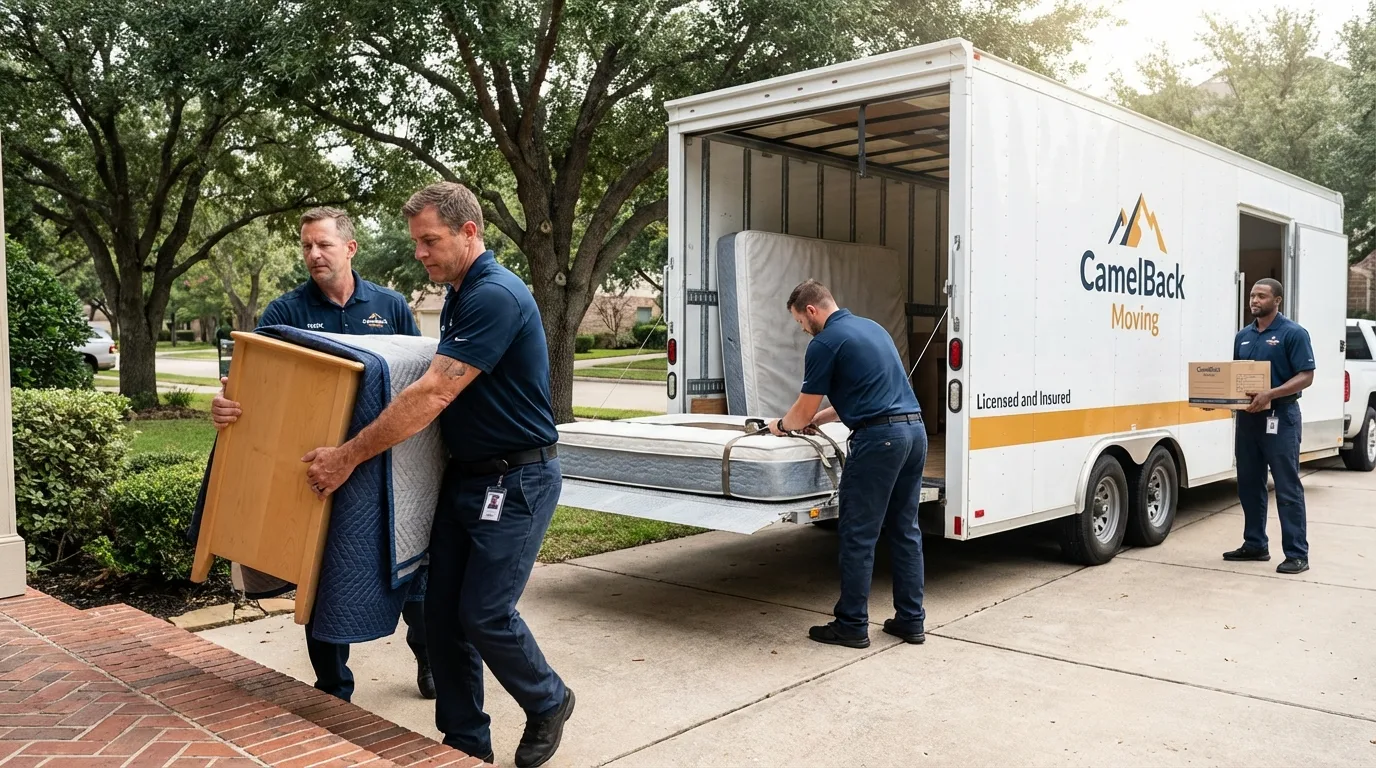 Crew loading residential truck for cross-state move from Columbus Grove, OH