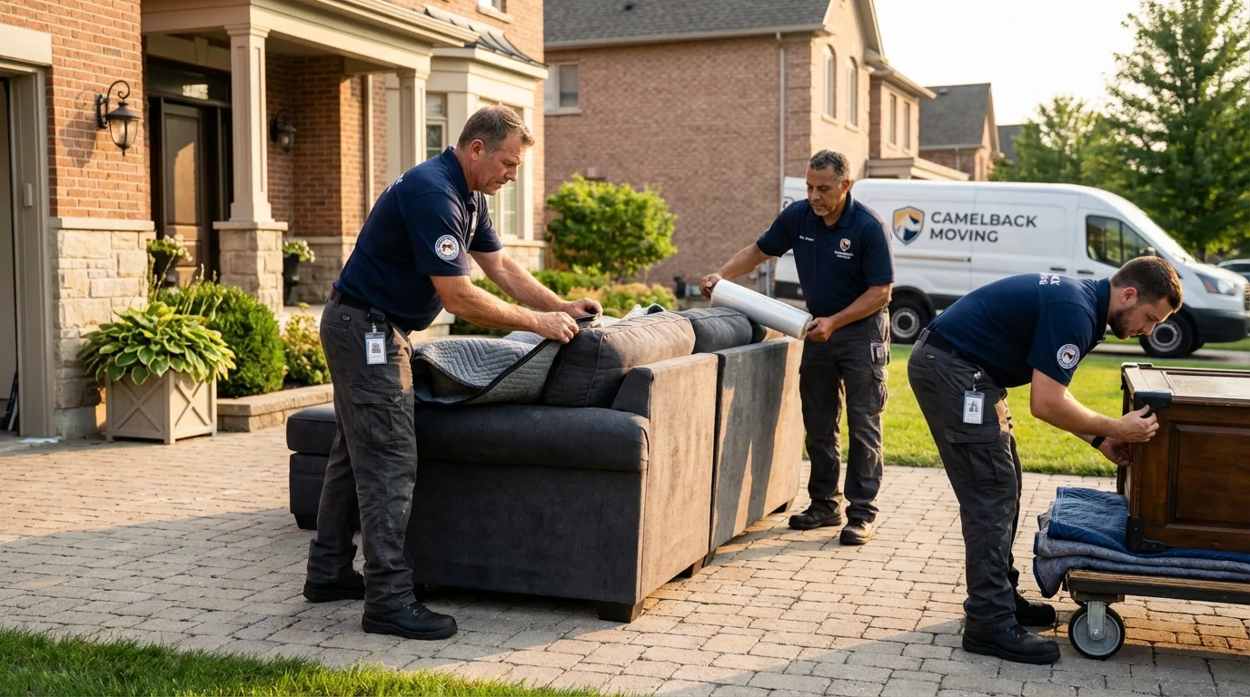 Large estate moving crew wrapping furniture in Columbus Grove, OH